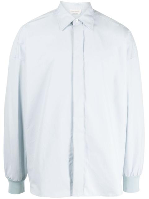 ribbed-cuff silk-blend shirt