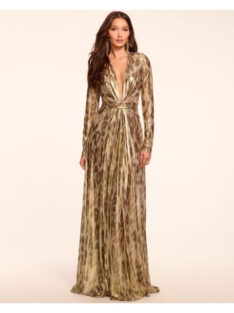 RAMY BROOK Martini Printed Plunging Gown
