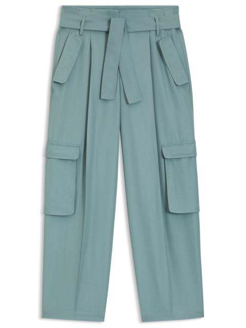 BOSS RELAXED-FIT TROUSERS IN DRAPEY TWILL