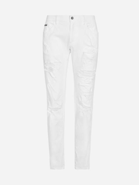 White skinny stretch jeans