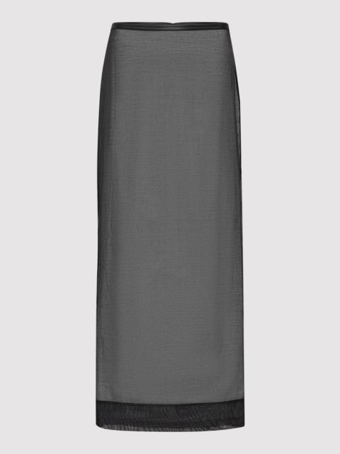 ST. AGNI Sheer Leather Trim Skirt - Black