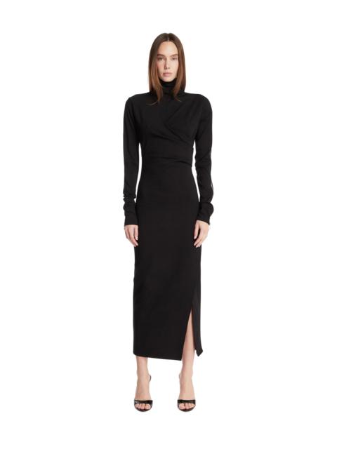 THE ATTICO Black Fitted Midi Dress with Zip