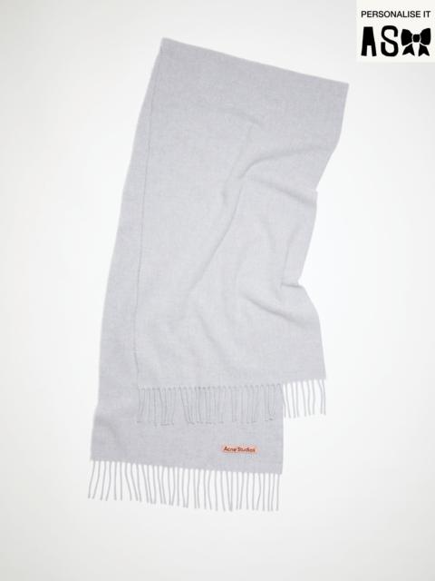 Fringe wool scarf – Narrow - Powder blue mélange
