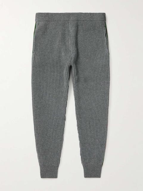 GUCCI Webbing-Trimmed Ribbed Wool and Cashmere-Blend Sweatpants