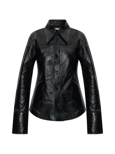 AMI Paris panelled leather shirt