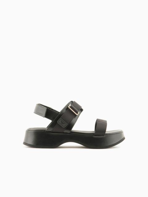 EMPORIO ARMANI Leather wedge sandals