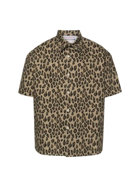 leopard-print short-sleeve shirt