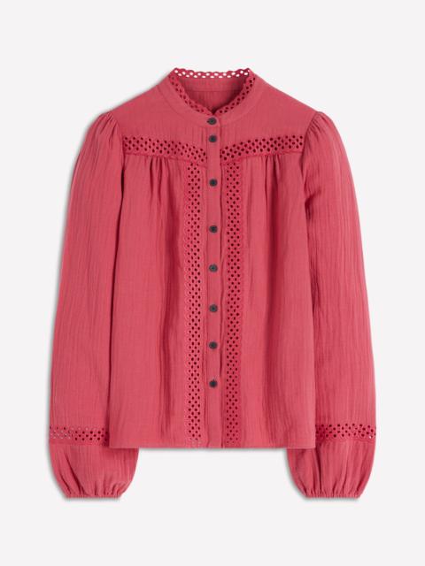 BODEN Trim Detail Double Cloth Top-Hollyberry