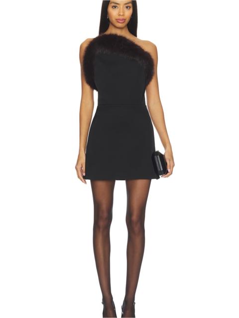 David Koma Faux Fur Trim Strapless Mini Dress