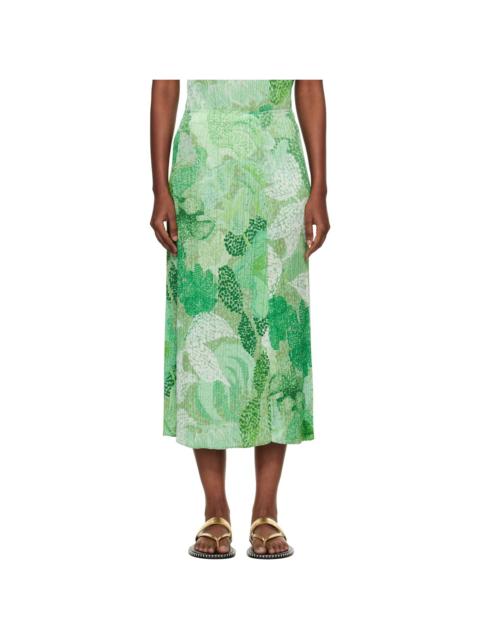Pleats Please Issey Miyake Green Foggy Forest Midi Skirt