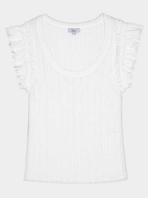 Rails Giovanna Pointelle Knit Flutter-Sleeve Top