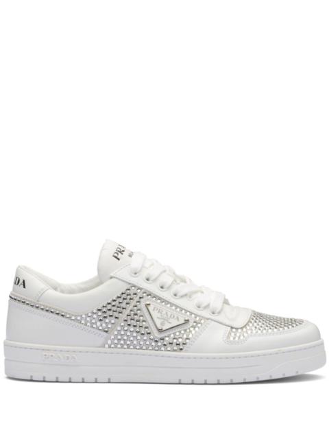 crystal-embellished leather sneakers