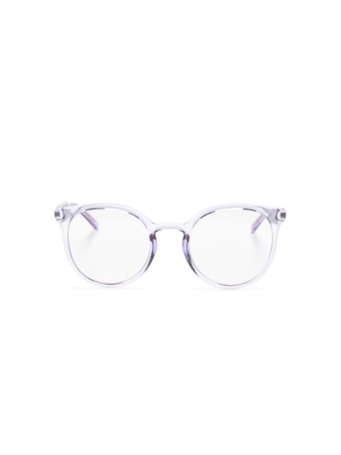 monogram-plaque round-frame glasses