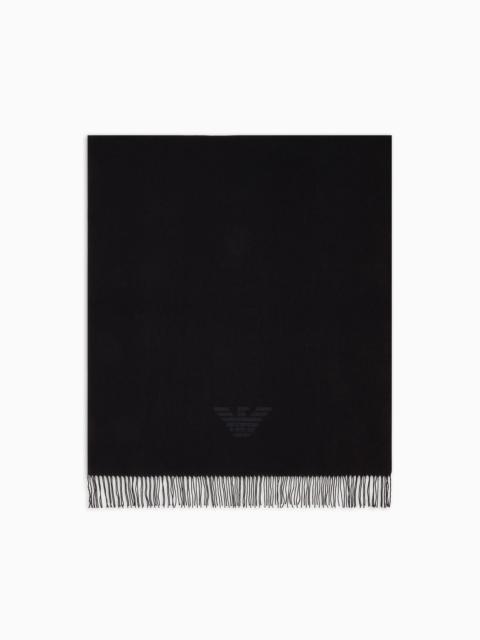 EMPORIO ARMANI Fringed scarf with eagle print