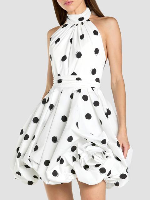 MAC DUGGAL Women's Polka Dot 3D Floral Bubble-Hem Satin Minidress - Black Ivory