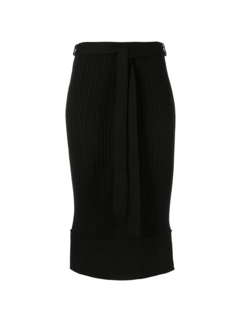 ribbed-knit tied-waist skirt