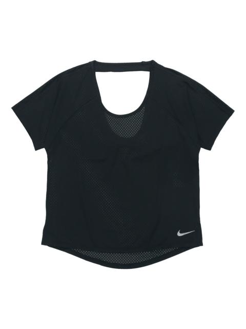 Nike (WMNS) 나이키 호흡 밀러 짧은 소매 스포츠 BRA 직업적인 검정 AJ8142-010를 달리기