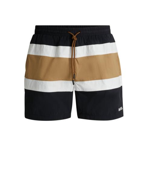 QUICK-DRY SWIM SHORTS WITH BLOCK STRIPES