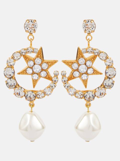 Kepler embellished gold-plated drop earrings