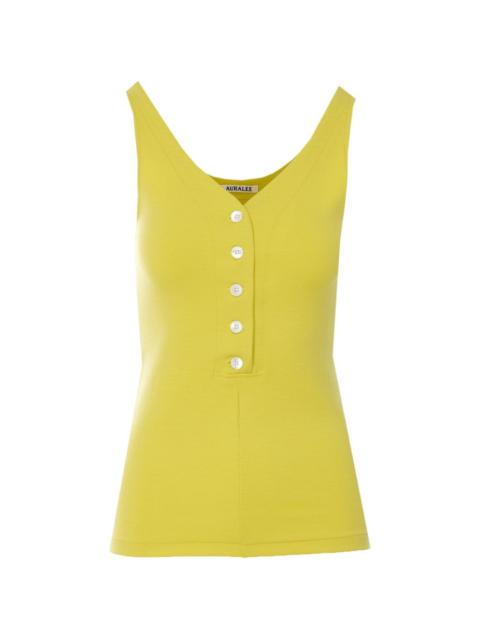 AURALEE button-up V-neck top