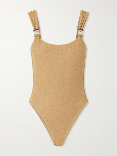 Oséree Lumière Embellished Lurex Swimsuit