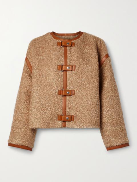 Loro Piana Carina leather-trimmed mohair-blend bouclé jacket Brown