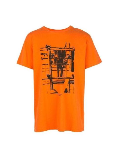 Off-White Off-White Cotton Arrow Pattern Printing Round Neck Short Sleeve Orange OMAA027F191850071910
