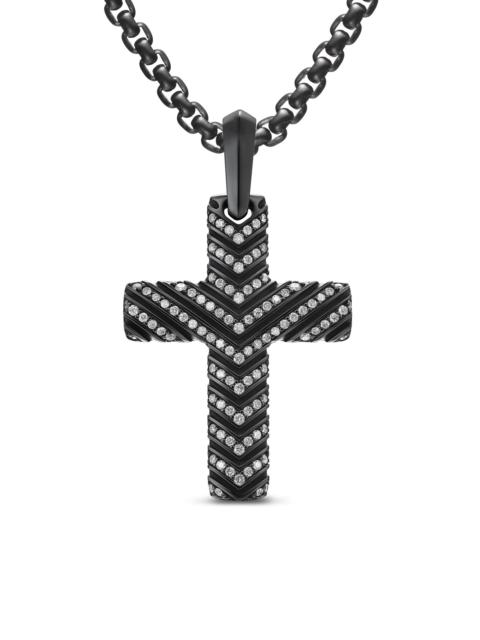 DAVID YURMAN Men's Chevron Cross Pendant in Black Titanium - Black Diamond