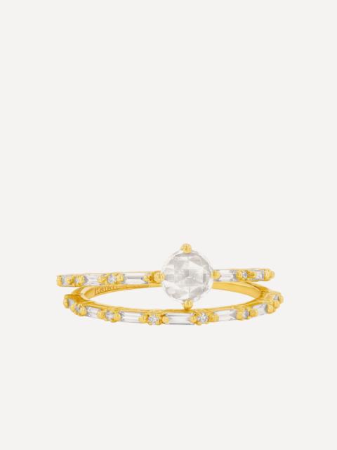 SUZANNE KALAN 14ct Gold Rose Cut Round Diamond Engagement Ring