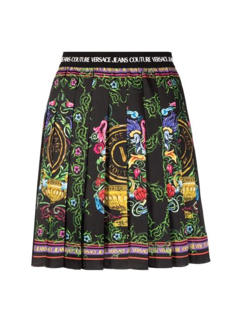 graphic-print pleated mini skirt