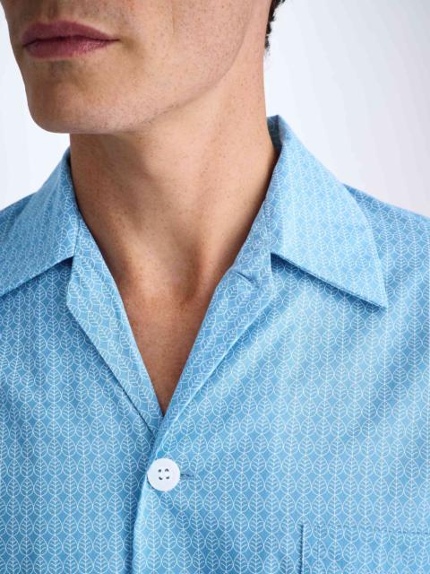 Derek Rose Men's Classic Fit Pajamas Cotton Batiste Blue Jungle Leaf Print