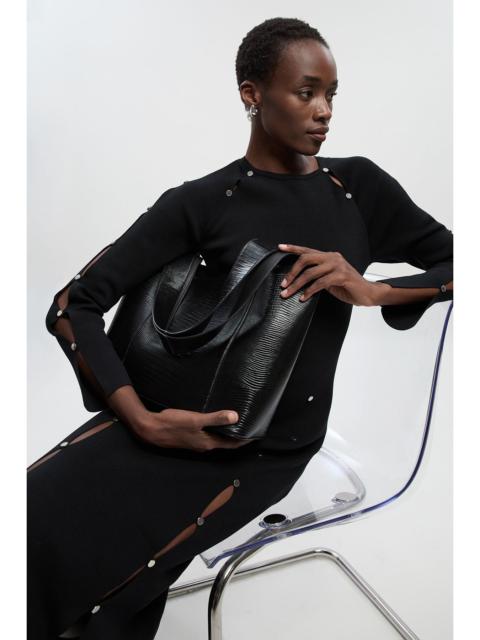 KAREN MILLEN Viscose Blend Stud Keyhole Detail Knit Maxi Dress