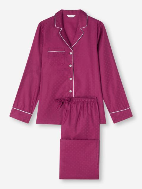 Derek Rose Women's Pyjamas Kate 7 Cotton Jacquard Berry