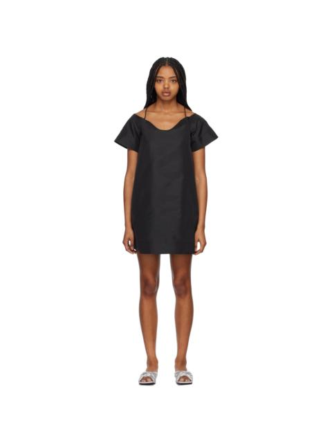 GANNI Black Straight Neck Minidress