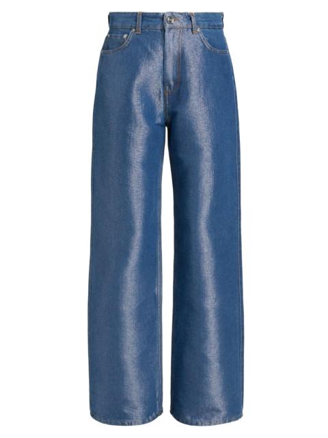 GANNI Women's Izey Shiny Weft Denim Jeans - Mid Blue Stone