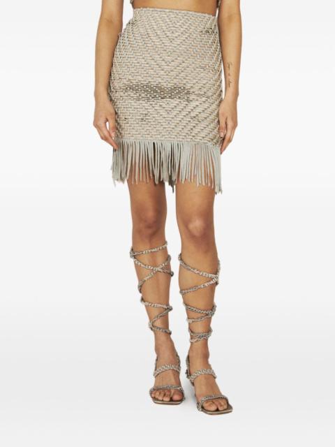 ISA BOULDER finged-hem mini skirt
