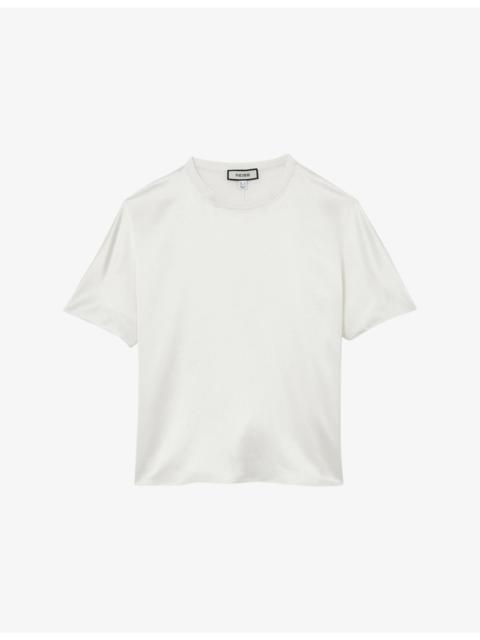 REISS Lena Short-Sleeve Silk Top
