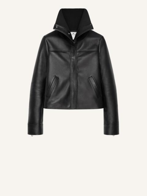 courrèges HIGH COLLAR LEATHER JACKET