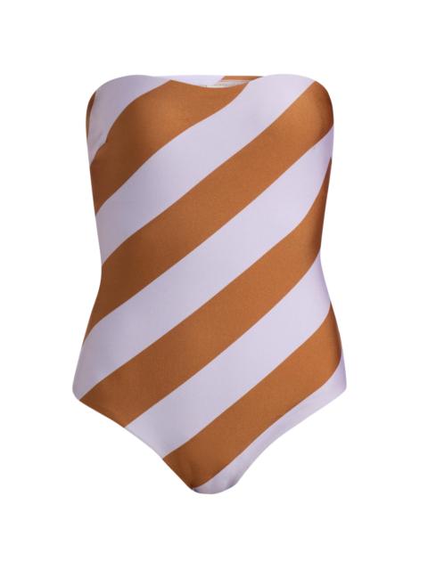 Zimmermann Women's Indra Bandeau One-Piece Swimsuit - Lilac Tan Stripe
