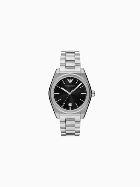 EMPORIO ARMANI THREE-HAND DATE STAINLESS STEEL WATCH