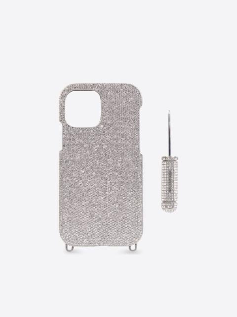 BALENCIAGA Women's Glam Phone Case  in Silver