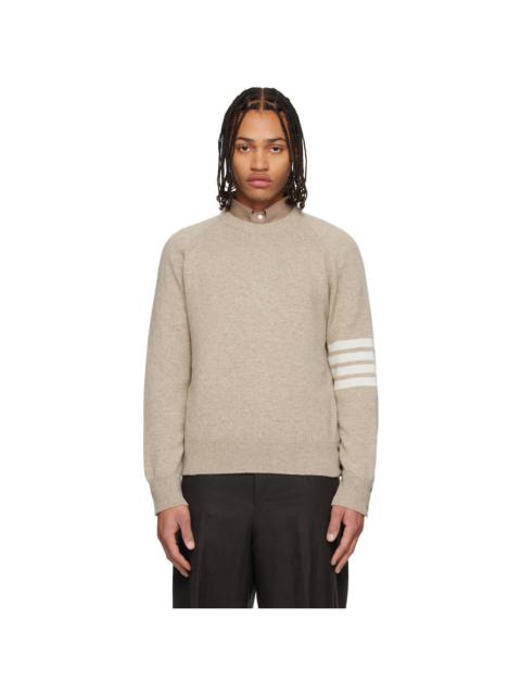 Thom Browne Beige Shetland Wool 4-Bar Relaxed Fit Sweater