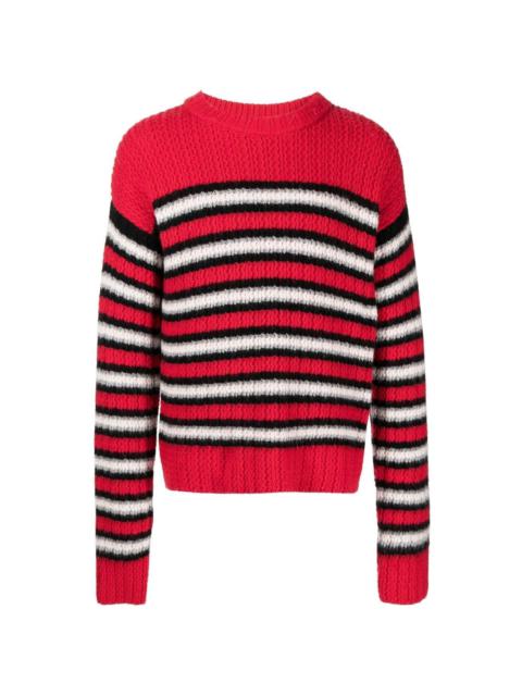 stripe-print cable-knit jumper