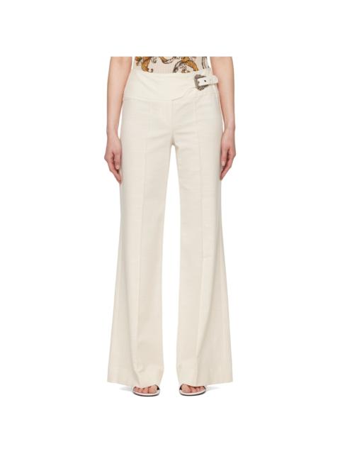 VERSACE JEANS COUTURE Off-White Baroque Buckle Trousers