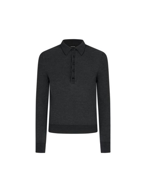 TOM FORD MERINO SILK VISCOSE BI-COLOUR POLO