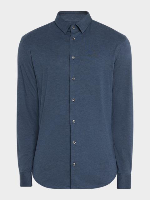 GIORGIO ARMANI Men's Solid Cotton Stretch Sport Shirt