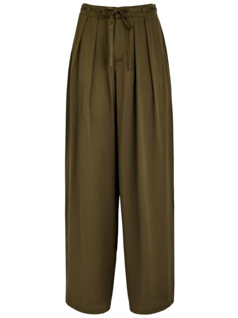 Wide-leg silk-satin trousers