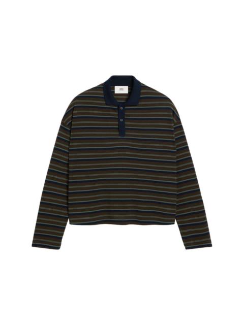 striped lyocell polo shirt