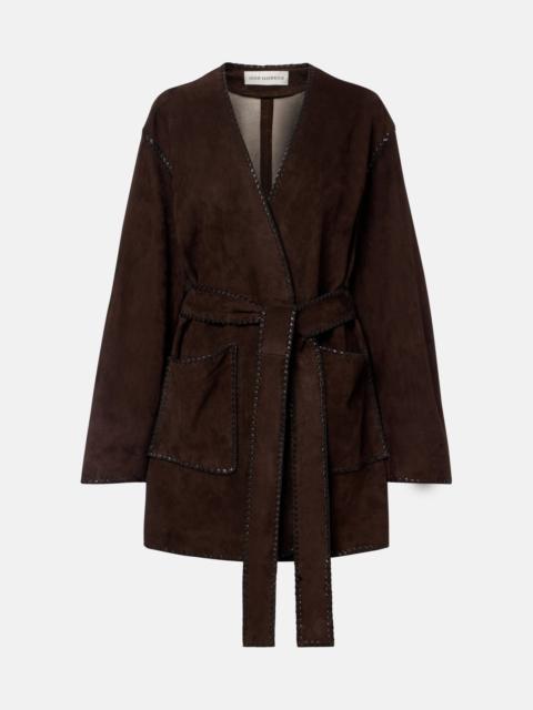 NOUR HAMMOUR Anika suede wrap coat