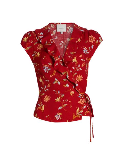 Reformation Women's Clemence Floral Crepe Wrap Top - Borsa